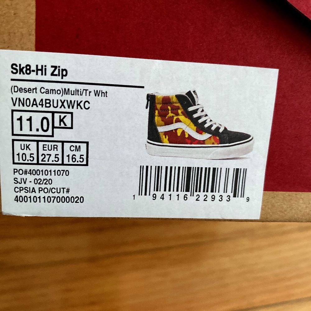 Youth 11.0  sk8-Hi Zip (Desert Camo) Vans & Kids 3